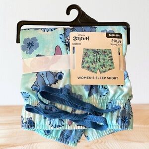 NWT Disney Lilo & Stitch Blue Comfy Sleep Shorts, Women Size Medium 8/10